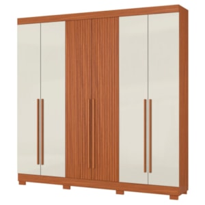 Guarda Roupa Casal 2030230 6 Portas 230 cm Cinamomo Off White Ripado ARMoveis