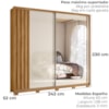 Guarda Roupa Casal 2P 242 cm Dhara Freijo Off White Moval