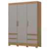 Guarda Roupa Casal 3 Portas 4 Gavetas 163 cm B55 Nature Cinza Briz