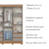 Guarda Roupa Casal 3 Portas 4 Gavetas 163 cm B55 Nature Cinza Briz