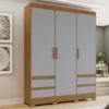 Guarda Roupa Casal 3 Portas 4 Gavetas 163 cm B55 Nature Cinza Briz