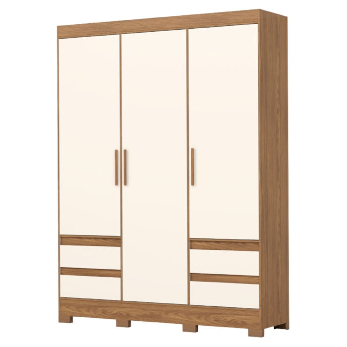 Guarda Roupa Casal 3 Portas 4 Gavetas 163 cm B55 Nature Off White Briz