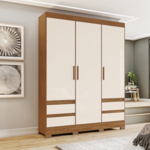 Guarda Roupa Casal 3 Portas 4 Gavetas 163 cm B55 Nature Off White Briz