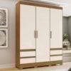 Guarda Roupa Casal 3 Portas 4 Gavetas 163 cm B55 Nature Off White Briz