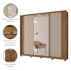 Guarda Roupa Casal 3 Portas De Correr 260 cm Com Espelho Nevada Carvalho Fendi Moval