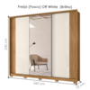 Guarda Roupa Casal 3 Portas De Correr 260 cm Com Espelho Nevada Freijo Off White Moval