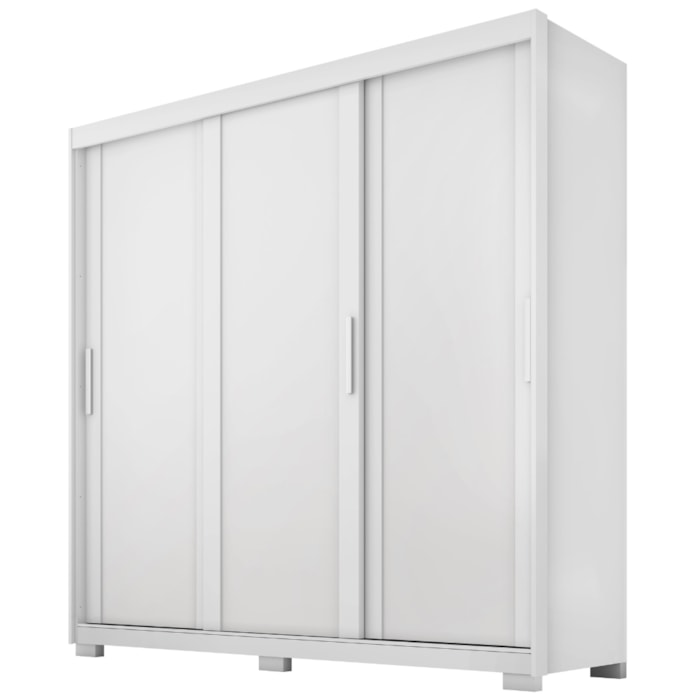 Guarda Roupa Casal 3 Portas de Correr 4 Gavetas Confo 190 cm Branco Absoluto ZANZ