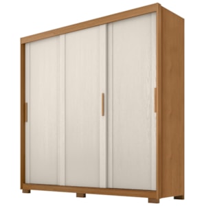 Guarda Roupa Casal 3 Portas de Correr 4 Gavetas Confo 190 cm Cinamomo Areia ZANZ