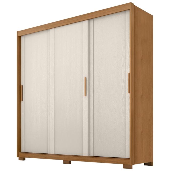 Guarda Roupa Casal 3 Portas de Correr 4 Gavetas Confo 190 cm Cinamomo Areia ZANZ