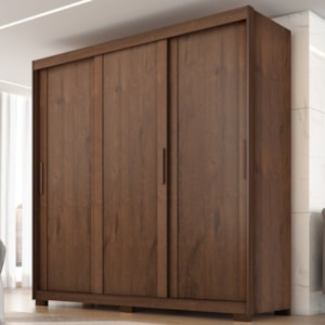 Guarda Roupa Casal 3 Portas de Correr 4 Gavetas Confo 190 cm Jacaranda ZANZ