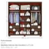 Guarda Roupa Casal 3 Portas de Correr 4 Gavetas Confo 190 cm Jacaranda ZANZ