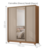 Guarda Roupa Casal 3 Portas de Correr Com Espelho 195 cm Dallas Carvalho Fendi Moval