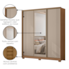 Guarda Roupa Casal 3 Portas de Correr Com Espelho 195 cm Dallas Carvalho Fendi Moval