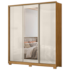 Guarda Roupa Casal 3 Portas de Correr Com Espelho 195 cm Dallas Freijo Off White Moval