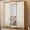 Guarda Roupa Casal 3 Portas de Correr Com Espelho 195 cm Dallas Freijo Off White Moval
