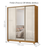 Guarda Roupa Casal 3 Portas de Correr Com Espelho 195 cm Dallas Freijo Off White Moval