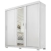 Guarda Roupa Casal 3 Portas de Correr Com Espelho Confo 190 cm Branco Absoluto ZANZ