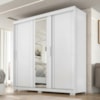 Guarda Roupa Casal 3 Portas de Correr Com Espelho Confo 190 cm Branco Absoluto ZANZ
