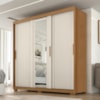 Guarda Roupa Casal 3 Portas de Correr Com Espelho Confo 190 cm Cinamomo Areia ZANZ