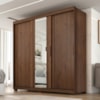 Guarda Roupa Casal 3 Portas de Correr Com Espelho Confo 190 cm Jacaranda ZANZ