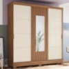 Guarda Roupa Casal 3 Portas Deslizantes Com Espelho 200 cm B376 Nature Off White Briz