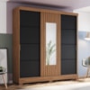 Guarda Roupa Casal 3 Portas Deslizantes Com Espelho 200 cm B376 Nature Preto Briz