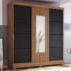 Guarda Roupa Casal 3 Portas Deslizantes Com Espelho 200 cm B376 Nature Preto Briz