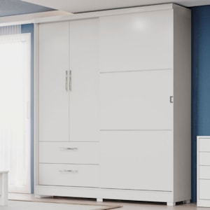 Guarda Roupa Casal 3P 2G 218x180 cm C533 Branco Kappesberg