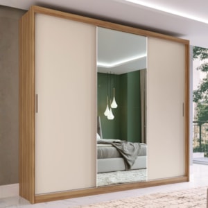 Guarda Roupa Casal 3P 4G Com Espelho 235 cm 32411 Amendola Off White Demobile