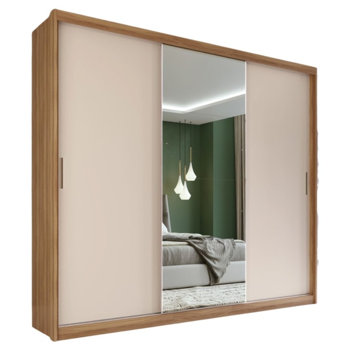 Guarda Roupa Casal 3P 4G Com Espelho 235 cm 32415 Amendola Off White Demobile