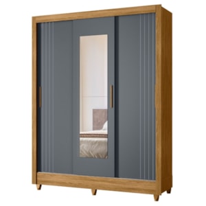 Guarda Roupa Casal 3P Espelho 164 cm Bolivia Freijo Cinza Moval