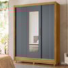 Guarda Roupa Casal 3P Espelho 164 cm Bolivia Freijo Cinza Moval