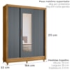 Guarda Roupa Casal 3P Espelho 164 cm Bolivia Freijo Cinza Moval