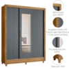 Guarda Roupa Casal 3P Espelho 164 cm Bolivia Freijo Cinza Moval