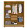 Guarda Roupa Casal 3P Espelho 164 cm Bolivia Freijo Cinza Moval