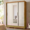 Guarda Roupa Casal 3P Espelho 164 cm Bolivia Freijo Off White Moval