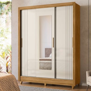 Guarda Roupa Casal 3P Espelho 164 cm Bolivia Freijo Off White Moval