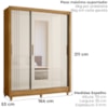 Guarda Roupa Casal 3P Espelho 164 cm Bolivia Freijo Off White Moval