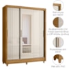 Guarda Roupa Casal 3P Espelho 164 cm Bolivia Freijo Off White Moval