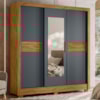 Guarda Roupa Casal 3P Espelho 202 cm Bahamas Freijo Cinza Moval