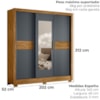 Guarda Roupa Casal 3P Espelho 202 cm Bahamas Freijo Cinza Moval