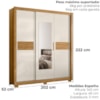 Guarda Roupa Casal 3P Espelho 202 cm Canada Freijo Off White Moval
