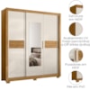 Guarda Roupa Casal 3P Espelho 202 cm Canada Freijo Off White Moval