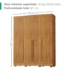 Guarda Roupa Casal 4 Portas 3 Gavetas 159 cm Domus Cedro RUDK