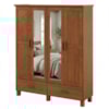 Guarda Roupa Casal 4 Portas Com Espelho 157 cm Madeira Macica Taeda 1142C Castanho Festra