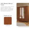 Guarda Roupa Casal 4 Portas Com Espelho 157 cm Madeira Macica Taeda 1142C Castanho Festra