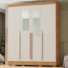 Guarda Roupa Casal 4 Portas Com Espelho 159 cm Domus Cedro Areia RUDK