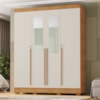 Guarda Roupa Casal 4 Portas Com Espelho 159 cm Domus Cedro Areia RUDK