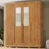 Guarda Roupa Casal 4 Portas Com Espelho 159 cm Domus Cedro RUDK