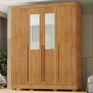 Guarda Roupa Casal 4 Portas Com Espelho 159 cm Domus Cedro RUDK